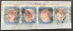 Spain Isabella II 1865 12c Scarce Strip Of Three + Single Of Diff Printing Used Sc.76, Fine Condition (España - Gebruikt