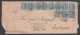 Inde India 1860's Used Registered Cover East India Queen Victoria Stamps, Half Anna Block Of 10, Lucknow, M-7 Postmark - 1858-79 Compagnia Delle Indie E Regno Della Regina