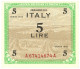 5 LIRE OCCUPAZIONE AMERICANA IN ITALIA MONOLINGUA FLC 1943 SUP - Geallieerde Bezetting Tweede Wereldoorlog