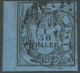 OLDENBURG 2II O, 1852, 1/30 Th. Schwarz Auf Lebhaftgrauultramarin, Type II, K2 ST.P.A. BREMEN, Mit Breitem Linken Bogenr - Oldenburg