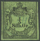 OLDENBURG 1 O, 1855, 1/3 Sgr. Schwarz Auf Grünoliv, Blauer R2 ELSFLETH, Oben Leicht Angeschnitten Und Kleine Knitterspur - Oldenburg