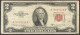 United States Note 2 Dollars Jefferson Red Seal 1953 C A-A VF No Tear Or Hole - United States Notes (1928-1953)