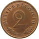 GERMANY 2 REICHSPFENNIG 1938 A WEAK STRUCK #s109 1219 - 2 Reichspfennig