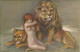 ZANDRINO SIGNED 1910s POSTCARD - NAKED / NU WOMAN & LIONS - N.18/4  (5845) - Zandrino