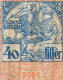 1914 Hungary - Revenue Tax Fiscal Stamp - PAIR 40 + 60 Fill. - Used - Saint Laszlo Ladislaus / HORSE - Fiscales