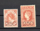 Netherlands 1920 Set Overprinted Queen Wilhelmina Stamps (Michel 99/100) MLH - Unused Stamps
