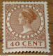 PAYS BAS - NEDERLAND : Wilhemine, 40 Cent, + WATERMARK, 1926-27 , Mint * Hinged  ............ CL1-12-1d - Unused Stamps