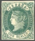 SPAIN 1862 2r GREEN ON PINK ISABELLA II* (MH) - Ungebraucht