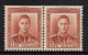 NEW ZEALAND 1938  1/2d  BROWN  " KING GEORGE VI " PAIR MH. - Neufs