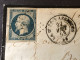 Timbre 10,25c Bleu Terne Sur Un Fragment, Cachet De Lamure-sur-Azergues, Le 22 Août 1853. - 1852 Louis-Napoléon