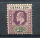 Sierra Leone - 1904  Edward  VII - SG 88 1½d Used - Sierra Leone (...-1960)