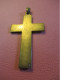 Croix Latine Pendentif / Bronze Avec Insertion De Perles Bleues Et Verres Taillés/Origine ? /Début-XXéme         CRX20 - Religion & Esotérisme