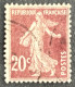 FRA0139aU7 - Type Semeuse Camée à Inscriptions Grasses - 20 C Lilac Brown Used Stamp - Type I - 1907 - France YT 139a - 1906-38 Semeuse Camée