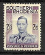 SOUTHERN RHODESIA....KING GEORGE  VI...(1936-52.).....2/6......SG51......SMALL THIN.?   ...USED... - Rhodésie Du Sud (...-1964)
