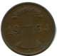 1 REICHSPFENNIG 1934 A DEUTSCHLAND Münze GERMANY #DA777.D.A - 1 Reichspfennig