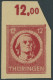 THÜRINGEN 97AXbp1UG , 1945, 12 Pf. Dunkelbräunlichrot, Vollgummierung, Dickes Papier, Steigende Papierstreifung, Ungezäh - Otros & Sin Clasificación