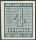 WEST-SACHSEN 127XwbU , 1945, 4 Pf. Dunkelblaugrau, Wz. X, Ungezähnt, Ungezähnte Exemplare Dieser Ausgabe Sind Im Michelk - Altri & Non Classificati