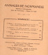 ANNALES DE NORMANDIE 1967 églises Romanes Mendiants Vagabonds XVIIIè Vélocipède - Normandie