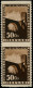 ESPAGNE GUERRE CIVILE NATION Poste ** - Huevar Ed. 156 SH, Paire Verticale, Non Dentelée Horizontalement: 50c. Brun - Spanish Civil War Labels