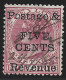 CEYLON 1885 QV 5C ON 4C SC#117 ROSE USED STAMP  15EB0028 - Ceylan (...-1947)