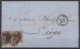 L. Datée 2 Septembre 1861 D'ANVERS Affr. Paire N°10A Margée Grand Haut De Feuille D4 Càd ANVERS /2-9-61 Pour LIEGE (au D - 1858-1862 Medallones (9/12)