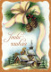 Feliz Año Navidad IGLESIA Vintage Tarjeta Postal CPSM #PAY355.A - Año Nuevo