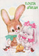 Happy New Year Christmas RABBIT Vintage Postcard CPSM #PAV097.A - New Year