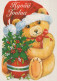 Feliz Año Navidad OSO DE PELUCHE Vintage Tarjeta Postal CPSM #PAU807.A - New Year