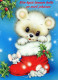 Happy New Year Christmas BEAR Vintage Postcard CPSM #PAU731.A - New Year