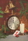 Feliz Año Navidad RELOJ DE MESA HERRADURA Vintage Tarjeta Postal CPSM #PAT736.A - Nieuwjaar