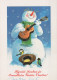 Bonne Année Noël BONHOMME DE NEIGE Vintage Carte Postale CPSM #PBM552.A - Año Nuevo
