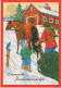 Buon Anno Natale CAVALLO Vintage Cartolina CPSM #PBM406.A - Anno Nuovo