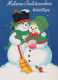 Feliz Año Navidad MUÑECO DE NIEVE Vintage Tarjeta Postal CPSM #PAZ801.A - Nieuwjaar