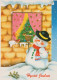 Bonne Année Noël BONHOMME DE NEIGE Vintage Carte Postale CPSM #PAZ668.A - Neujahr