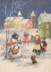 Buon Anno Natale PUPAZZO BAMBINO Vintage Cartolina CPSM #PAZ692.A - Neujahr