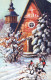 Feliz Año Navidad IGLESIA Vintage Tarjeta Postal CPSMPF #PKD556.A - New Year