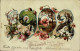 Lithographie Glückwunsch Neujahr, Jahreszahl 1902, Mohnblumen, Schneeglöckchen - Neujahr