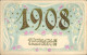 Gaufré CPA Glückwunsch Neujahr 1908, Blumen, Maiglöckchen - Año Nuevo
