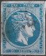 Plateflaw CF 2  In GREECE 1862-67 Large Hermes Head Consecutive Athens Prints 20 L Sky Blue Vl. 32 A / H 19 A - Oblitérés