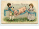 N°6999 - Carte Fantaisie Gaufrée - Bonne Année - Enfants Et Cochon - Neujahr