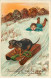 N°23167 - Nouvel An - Enfant Regardant Un Teckel Sur Une Luge - Anno Nuovo