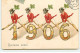 N°18822 - Carte Gaufrée - Heureuse Année 1906 - Hommes Sautant Par-dessus Les Chiffres - New Year