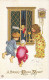 N°24323 - Carte Gaufrée - Nouvel An - A Happy New Year - Enfants Accueillant Un Ange à Une Fenêtre - Año Nuevo