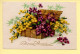 Bonne Année : Panier / Fleurs / Mimosa (voir Scan Recto/verso) - New Year