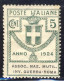 1924 - Enti Parastatali - Assoc. Naz. Mutil. Inv. Guerra-Roma - 5 C. Verde Nuovo MNH (Sassone N.5) 2 Immagini - Mint/hinged