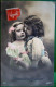 Cpa  ENFANTS PETIT GARCON EMBRASSANT FILLETTE . 1911 .  CUTE CHILDREN BOY KISSING GIRL OLD PHOTO  PC - Portraits