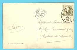 166 Op Postkaart Met Cirkelstempel  LIEGE / LUIK 3 Op 20/08/1920 - 1919-1920 Trench Helmet