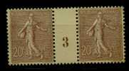 FRANCE Nº 131 **  Paire  Millesimee 1903 - 1903-60 Säerin, Untergrund Schraffiert