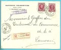 202(x2) Op Aangetekende Brief , Cirkelstempel THIENEN / THIRLEMONT 2 Op 16/4/1926 - 1922-1927 Houyoux