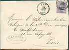 N°48 - 25 Cent. Bleu S/rose, Obl.sc HUY S/L. Du 24 Janvier 1889 Vers Paris.  TB -- 909 - 1884-1891 Leopold II